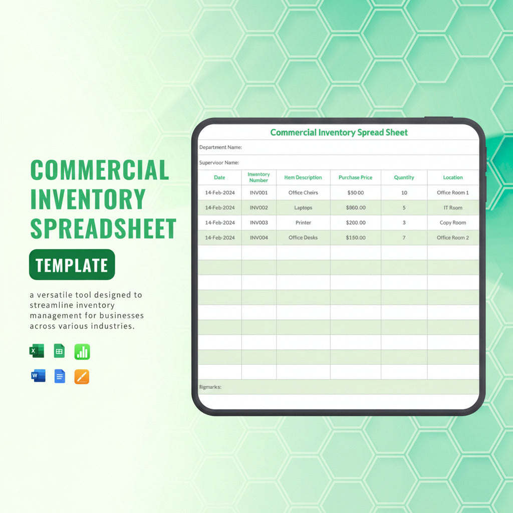 Commercial Inventory Spreadsheet Template