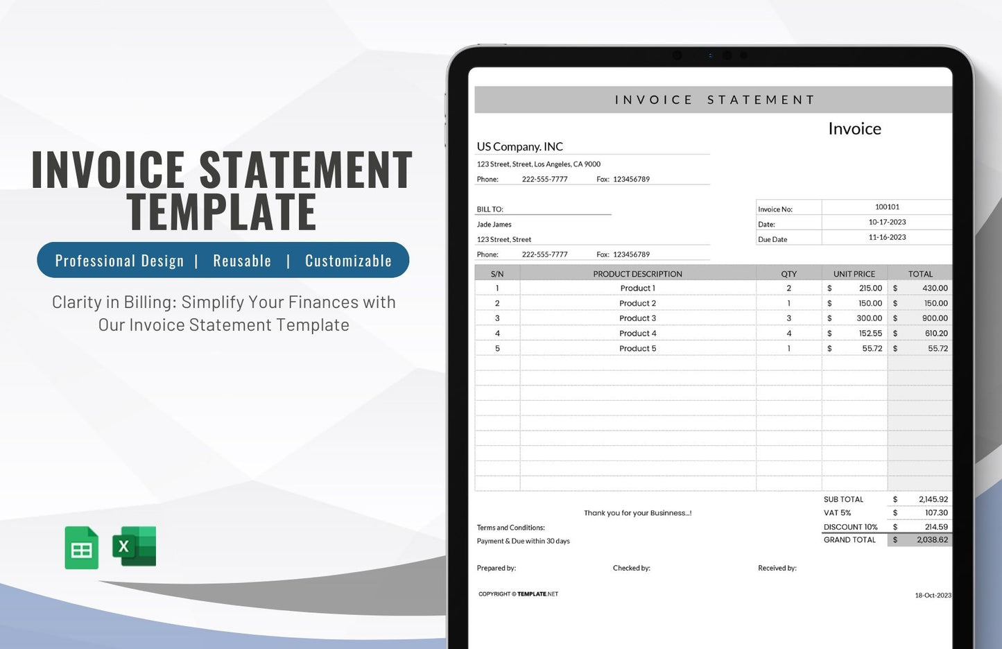 Invoice Statement Template