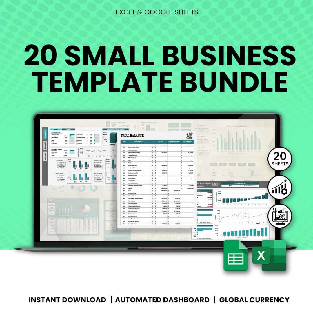 20 Small Business Excel Templates Bundle