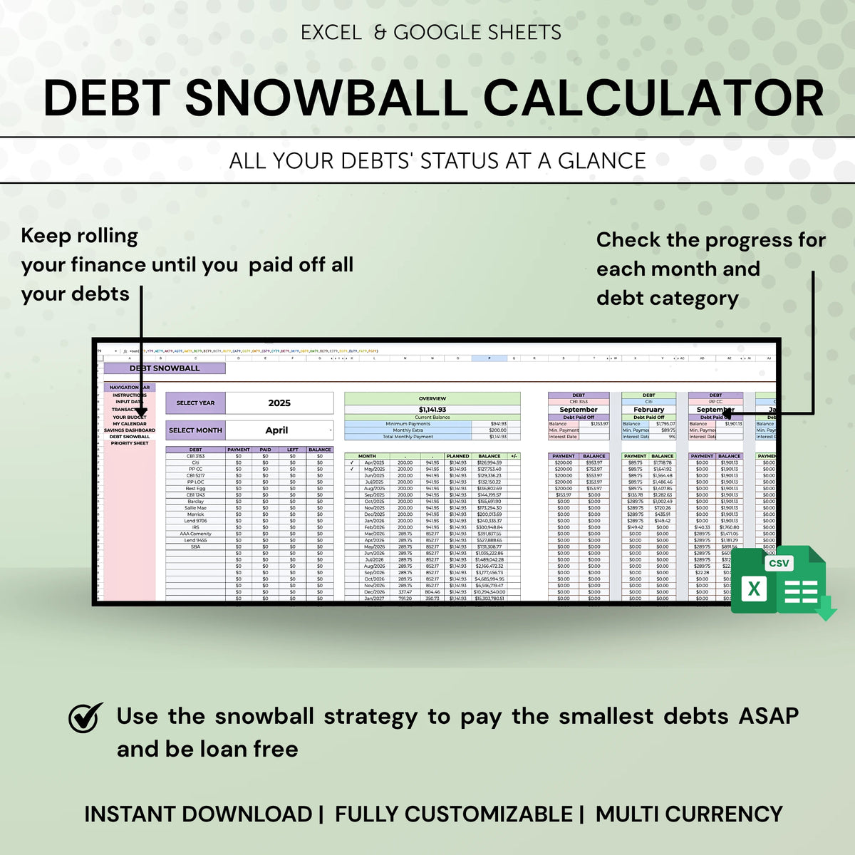 Budget by Paycheck Excel and Google Sheets Template