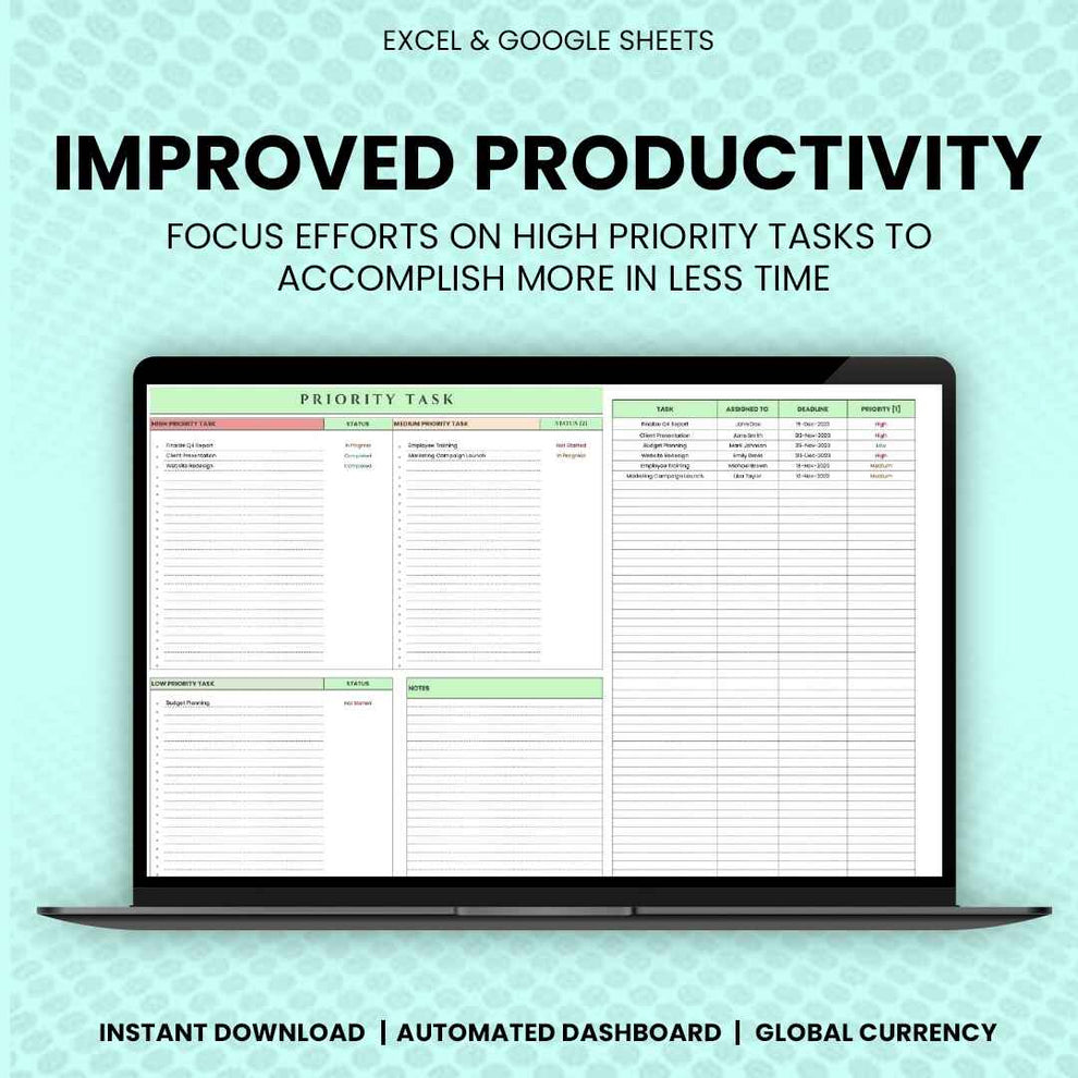 Priority Task Tracker Tool – ExcelSheets