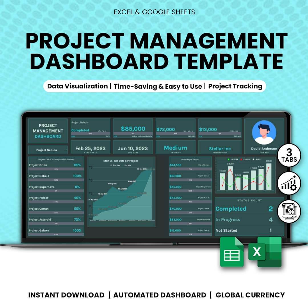 Project Management Dashboard Template ExcelSheets