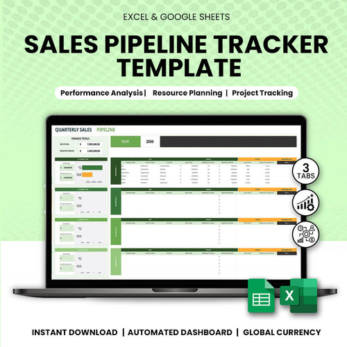 Sales pipeline tracker Excel template dashboard showing deal stages