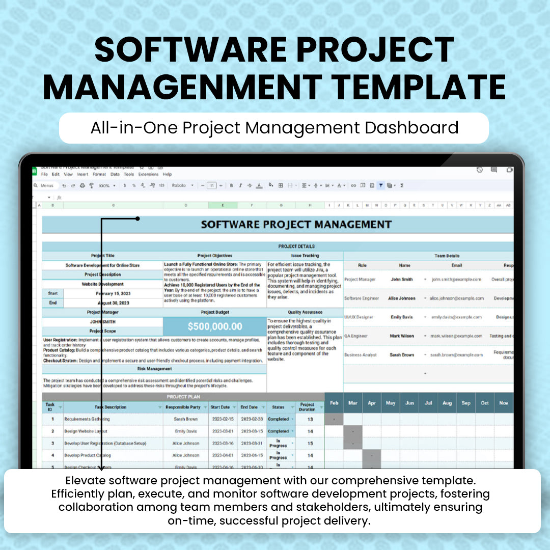 Computer Project Management Template Software Project Management Template – ExcelSheets