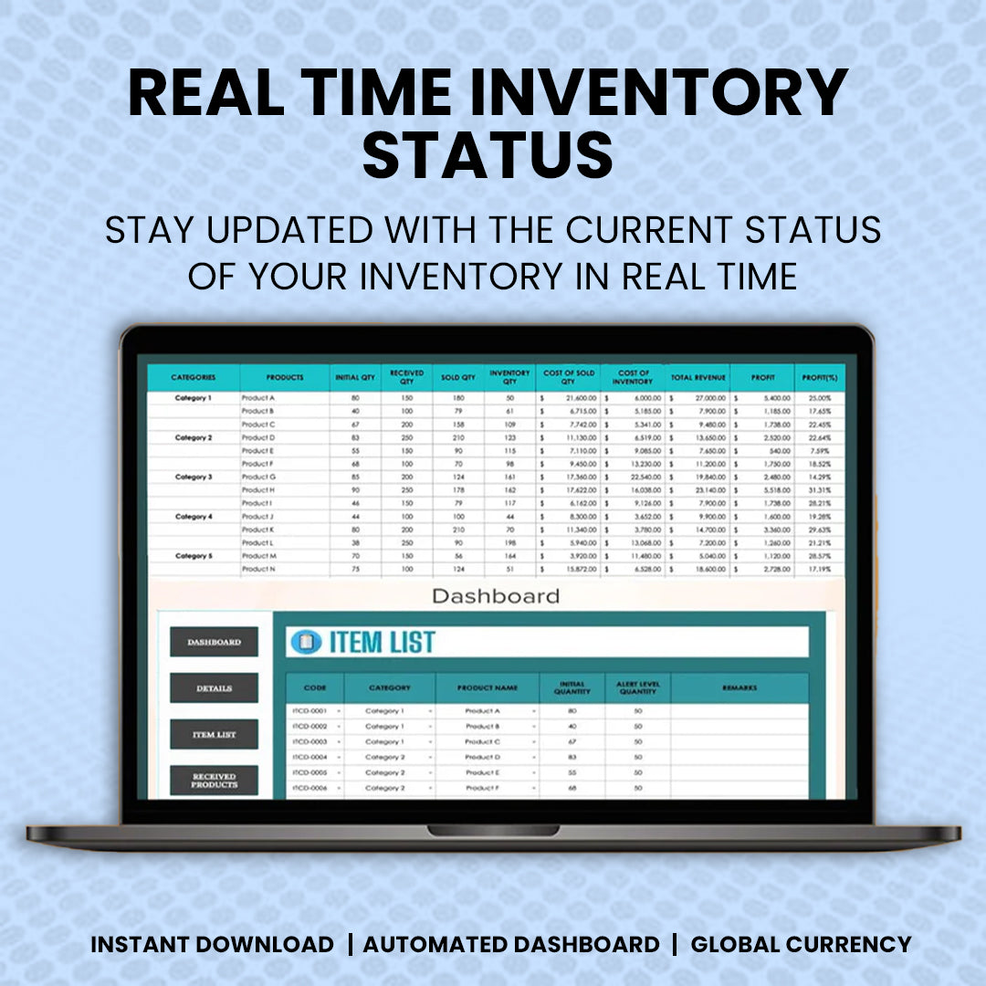 Inventory tracker template layout overview