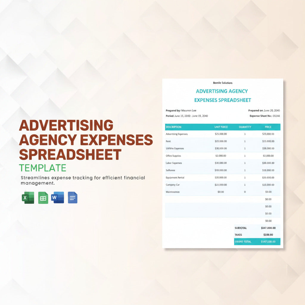 Advertising Agency Expenses Spreadsheet