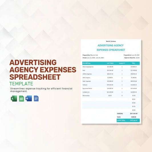 Advertising Agency Expenses Spreadsheet