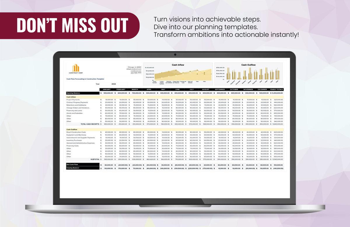 Cashflow Forecasting for Construction Template