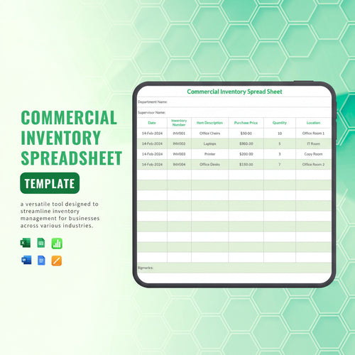 Commercial Inventory Spreadsheet Template