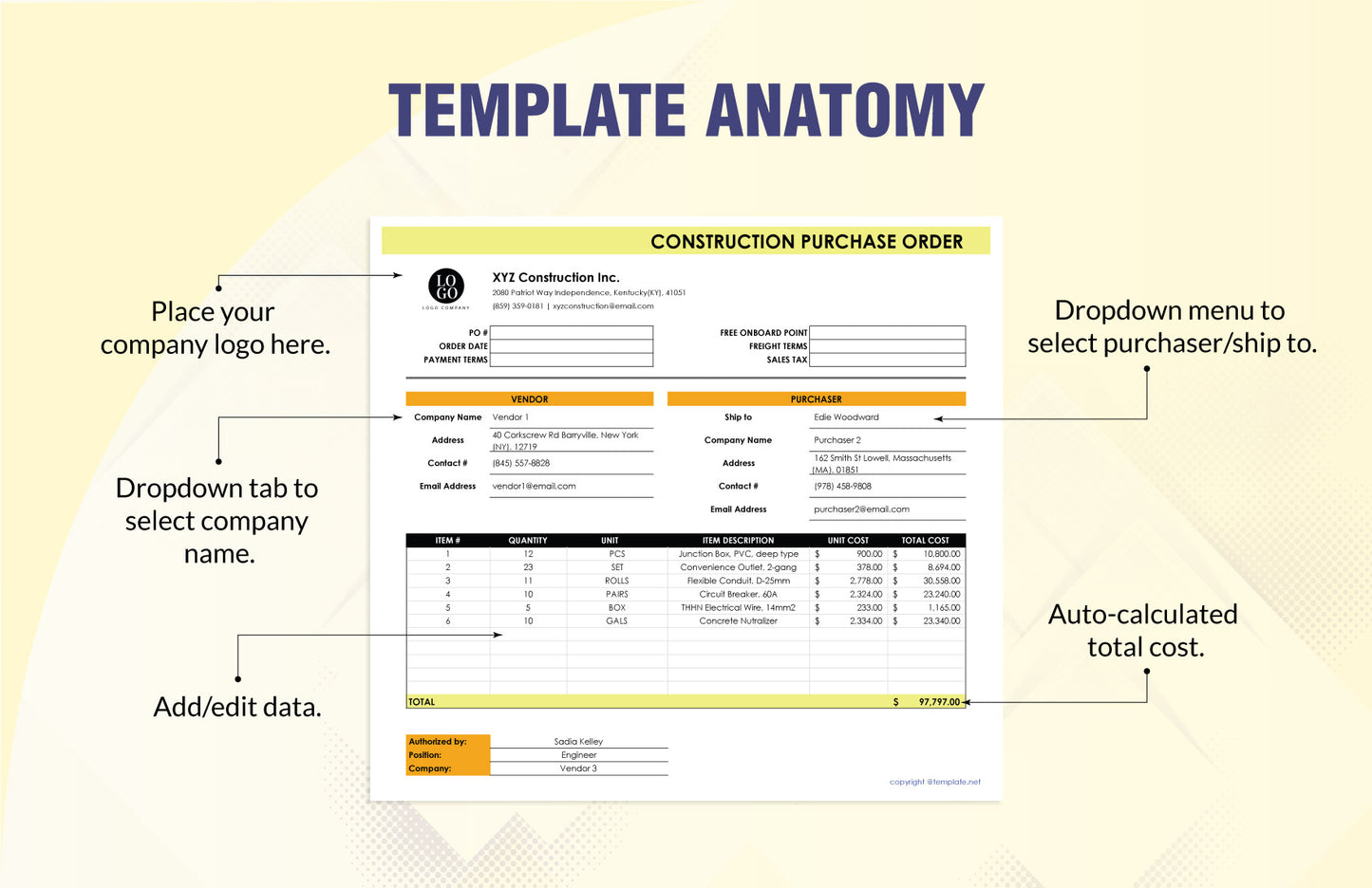 Construction Purchase Order Template