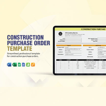 Construction Purchase Order Template