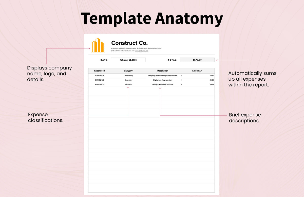 Construction Expense Report Template