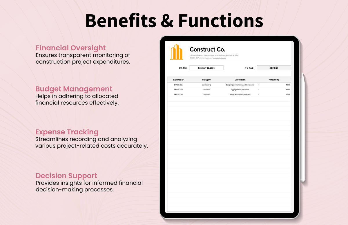 Construction Expense Report Template