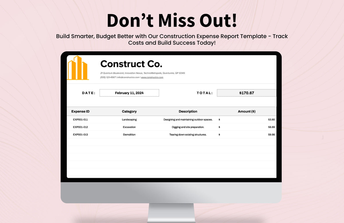 Construction Expense Report Template