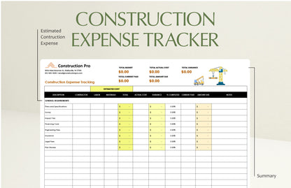Construction Expense Tracking Template
