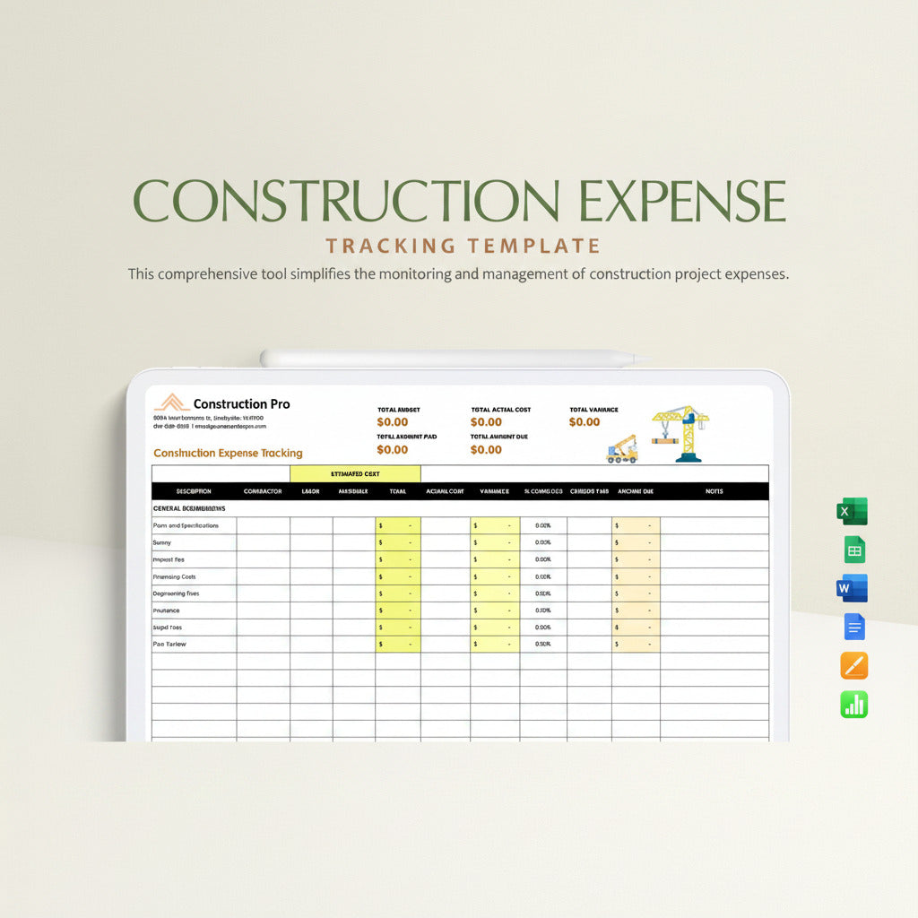 Construction Expense Tracking Template