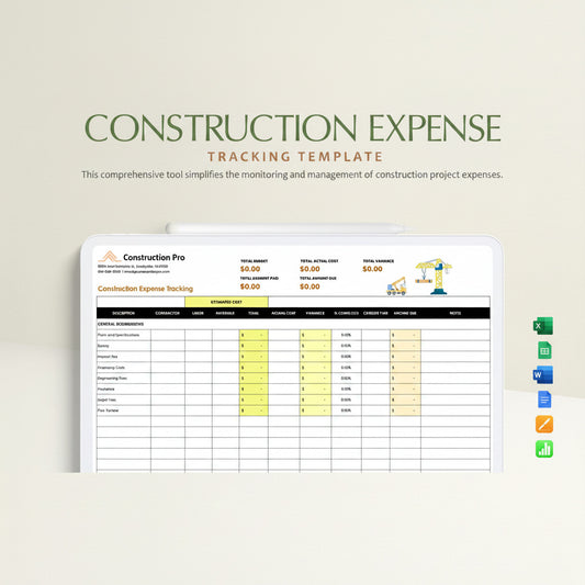 Construction Expense Tracking Template