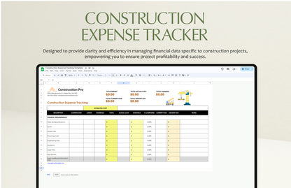 Construction Expense Tracking Template