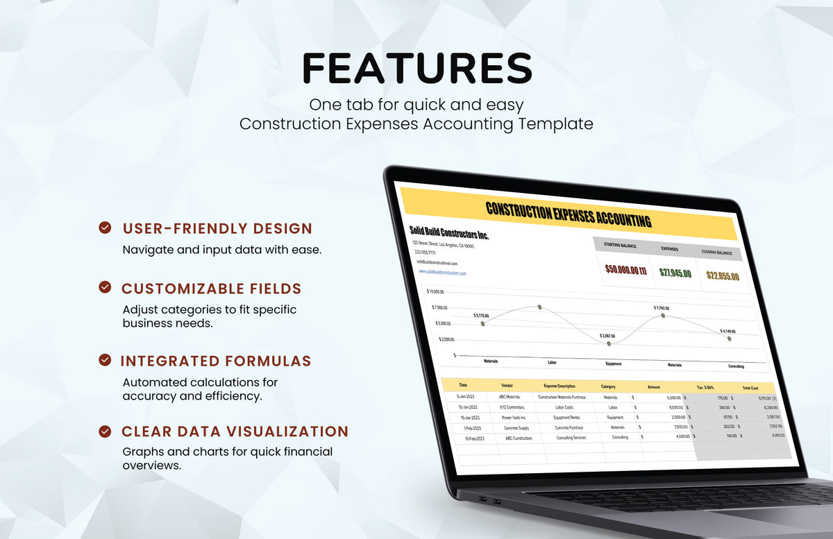 Construction Expenses Accounting Template