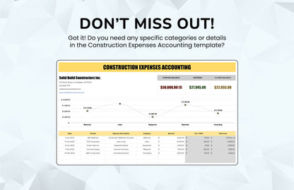 Construction Expenses Accounting Template