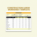 Construction Labor Worksheet Template