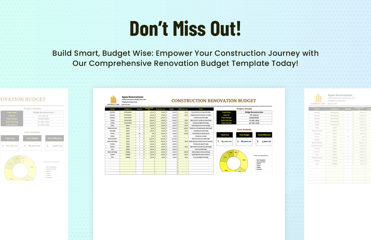 Construction Renovation Budget Template