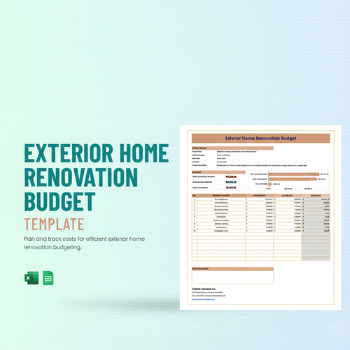 Exterior Home Renovation Budget Template