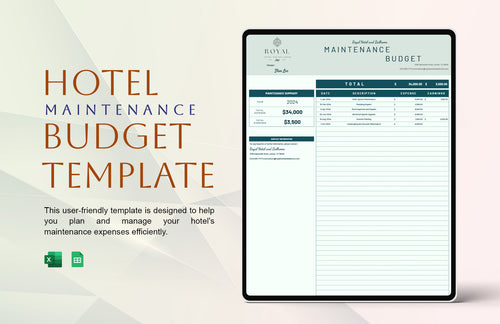 Hotel Mantainance Budget Template