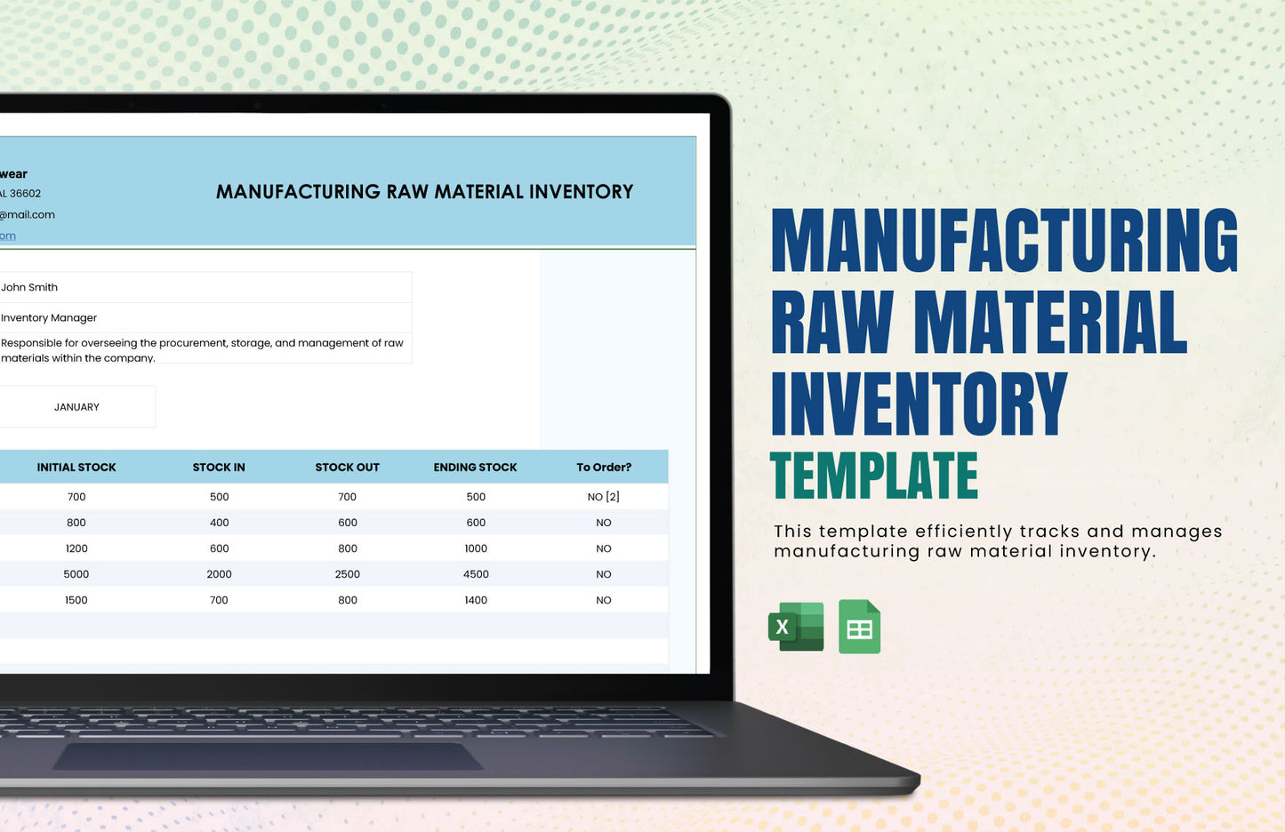 Manufaturing Raw Material Budget Template
