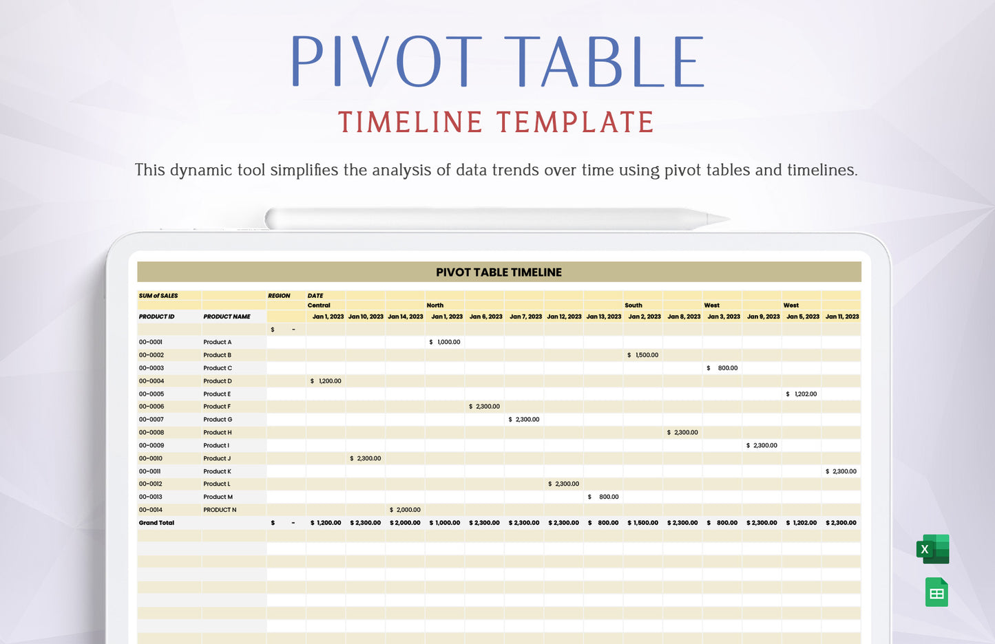 Pavot Table Timeline Template