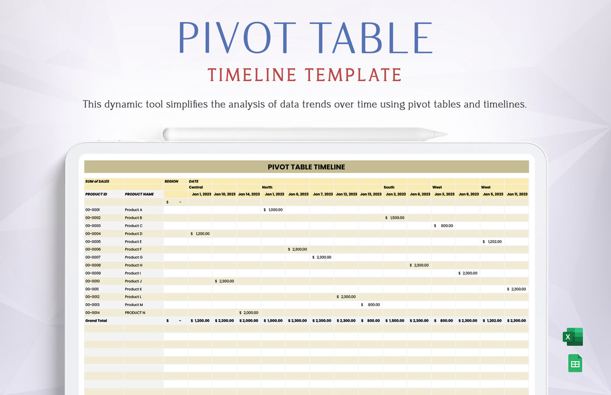 Pavot Table Timeline Template
